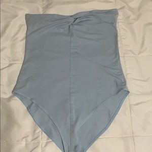 Blue sleeveless bodysuit
